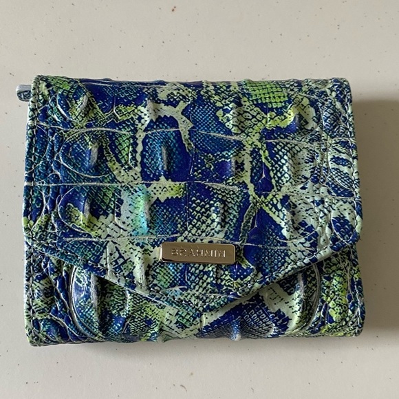 Brahmin Snakeskin Pattern Wallet in Blue and Green - Picture 1 of 5
